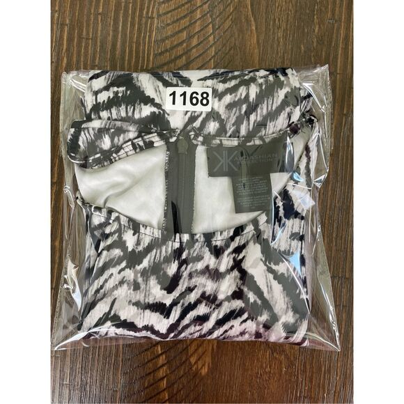 Zebra Print Bodycon Dress Kardashian Kollection Women M Black White Bold Glam - Picture 14 of 14